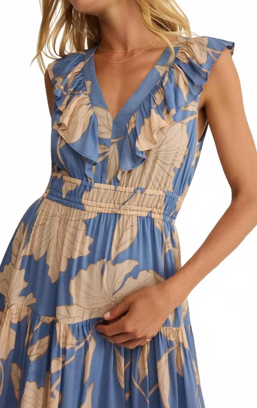 NEW Z SUPPLY malene bloom floral maxi dress in lake blue - Picture 5 of 5